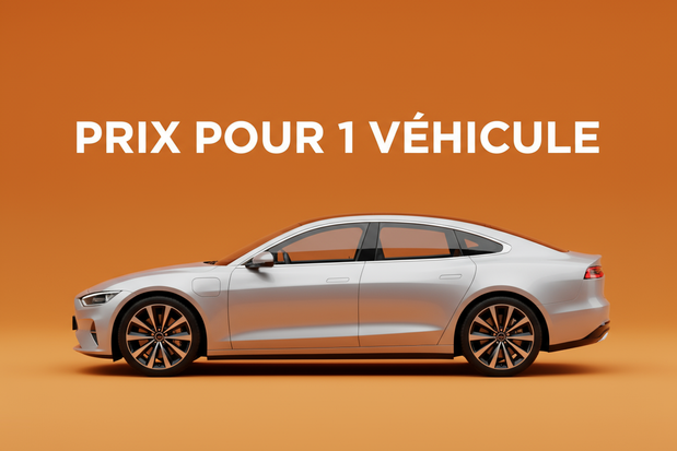 Fait une image avec 1 véhicule et écris : prix pour 1 véhicule. Fond orange